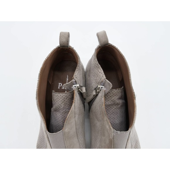 Linea Paolo Booties Women 7 Gray Suede Perforated Wedge Heel Side Zip Ankle Boot - Picture 8 of 12